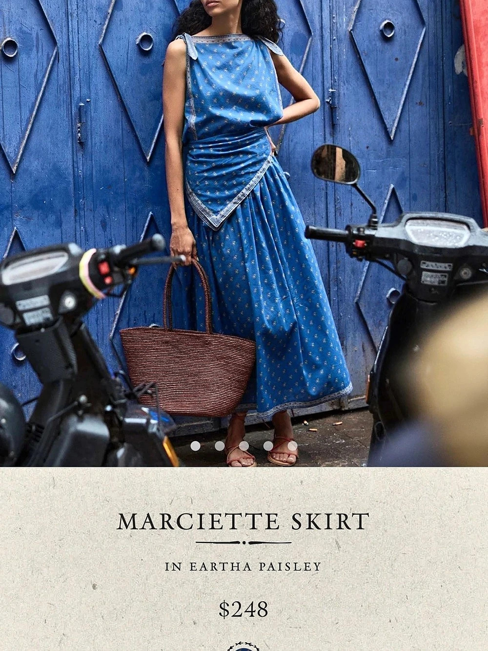 Dôen Marciette Skirt Floral Maxi in Blue & Orange
